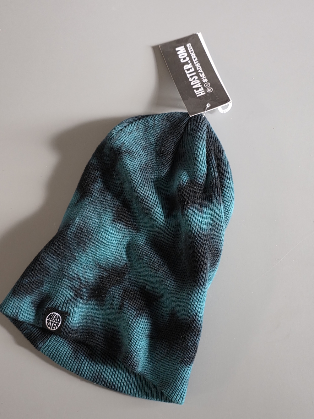 Teal & Black Tie-Dye Knit Beanie for Kid Boys